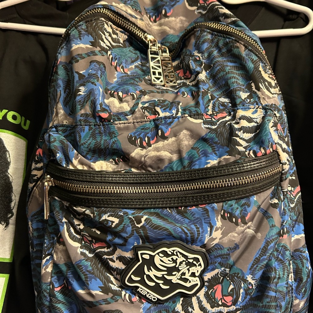 Kenzo Blue and Gray Jungle-Inspired Backpack